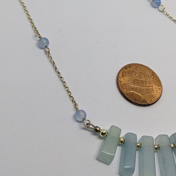 Handmade Blue Quartz & Sterling Silver Necklace - Picture 5 of 7